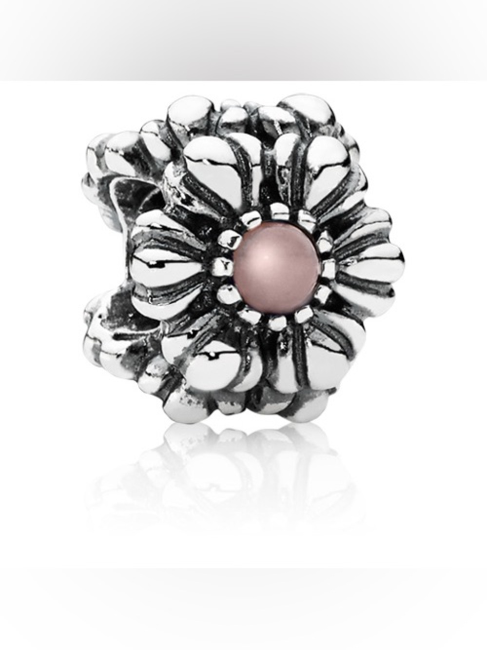 Pandora October Birthday Blooms Charm #790580POP Sterling Silver Pink Opal